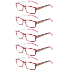 KERECSEN 5 Pack Rectangle Reading Glasses Unisex 022 - kerecsen