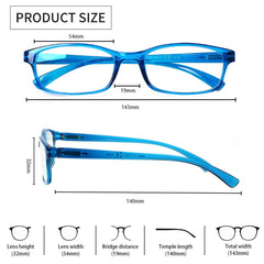 KERECSEN 5 Pack Rectangle Blue Light Blocking Computer Glasses Unisex FLG177-2