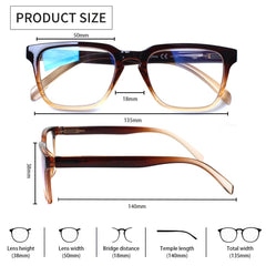 KERECSEN 5 Pack Rectangle Blue Light Blocking Computer Glasses Unisex FLG185-5