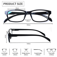 KERECSEN 5 Pack Rectangle Blue Light Blocking Computer Glasses Unisex FLG050