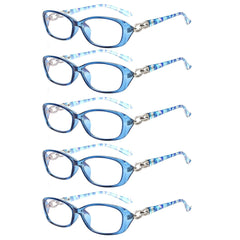 KERECSEN 5 Pack Oval Blue Light Blocking Computer Glasses Women FLG349