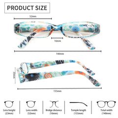 KERECSEN 4 Pack Rectangle Printing Reading Glasses Unisex 109 - kerecsen