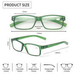 KERECSEN 4 Pack Rectangle Reading Glasses Unisex 032 - kerecsen