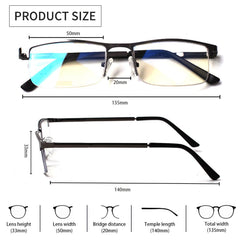 KERECSEN Rectangle Metal Semi-Rimless Blue Light Blocking Computer Glasses Unisex FLG003 - kerecsen