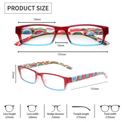 KERECSEN 4 Pack Rectangle Demi Reading Glasses Unisex 023 - kerecsen