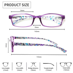 KERECSEN 4 Pack Rectangle Pattern Reading Glasses Unisex 802 - kerecsen