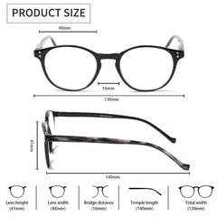 KERECSEN 5 Pack Round Frame Reading Glasses Unisex 073 - kerecsen