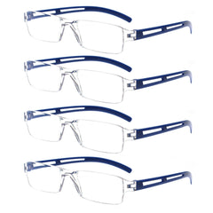 KERECSEN 4 Pack Rectangle Rimless Blue Light Blocking Computer Glasses Unisex FLG666 - kerecsen