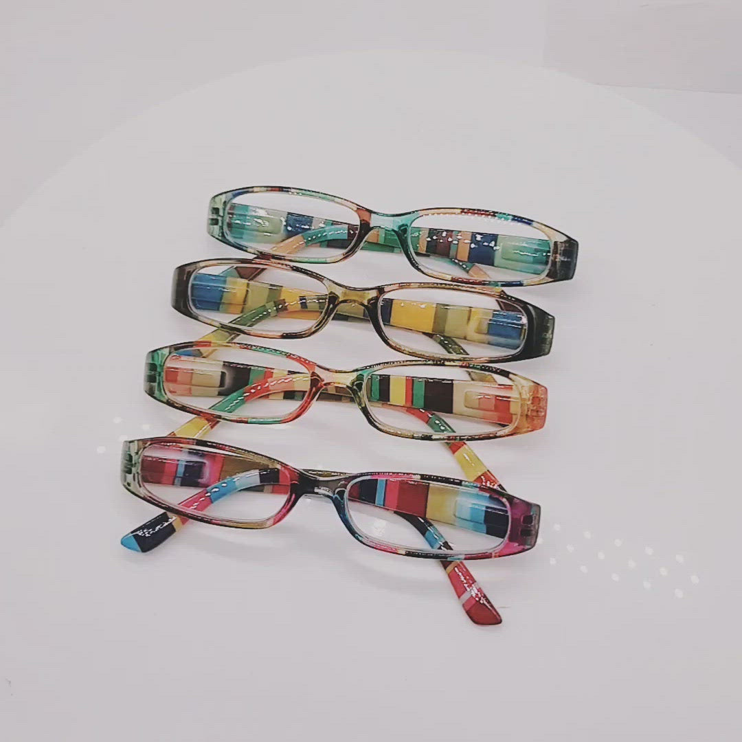 KERECSEN 4 Pack Oval Frame Stripe Reading Glasses Unisex 061