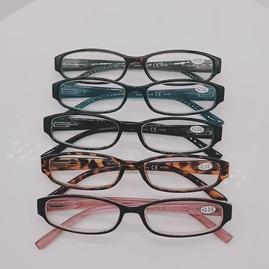 KERECSEN 5 Pack Vintage Narrow Frame Reading Glasses Unisex 016