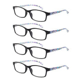KERECSEN 4 Pack Rectangle Pattern Reading Glasses Unisex 802 - kerecsen