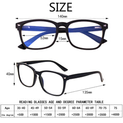 KERECSEN 5 Pack Large Rectangle Blue Light Blocking Computer Glasses Unisex FLG000 - kerecsen