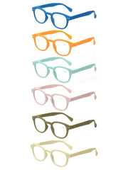 KERECSEN 6 Pack Round Solid Color Reading Glasses Unisex 141-6 - kerecsen