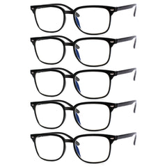KERECSEN 5 Pack Rectangle Blue Light Blocking Computer Glasses Unisex FLG025