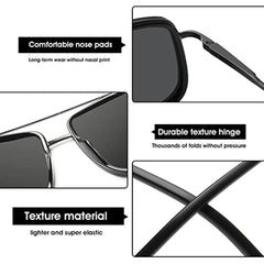 SUNVOES Square Aviator Polarized Sunglasses for Men and Women UV400 Protection Sunglasses Metal Sun Glasses