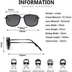 SUNVOES Square Aviator Polarized Sunglasses for Men and Women UV400 Protection Sunglasses Metal Sun Glasses