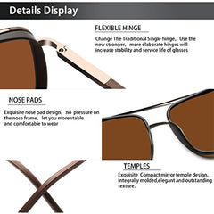 KERECSEN Classic Square Polarized Sunglasses for Women Men Trendy Shades Sun Glasses with Spring Hinge