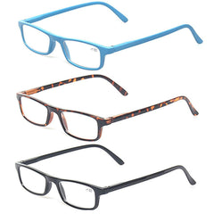 KERECSEN 3 Pack Rectangle Reading Glasses Unisex 064 - kerecsen