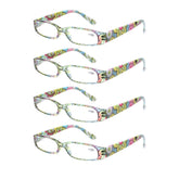 KERECSEN 4 Pack Rectangle Printing Reading Glasses Unisex 109 - kerecsen