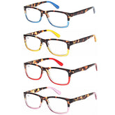 KERECSEN 4 Pack Rectangle Reading Glasses Unisex 075 - kerecsen