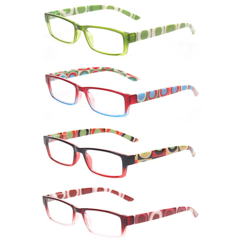 KERECSEN 4 Pack Rectangle Demi Reading Glasses Unisex 023 - kerecsen