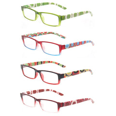 KERECSEN 4 Pack Rectangle Demi Reading Glasses Unisex 023 - kerecsen