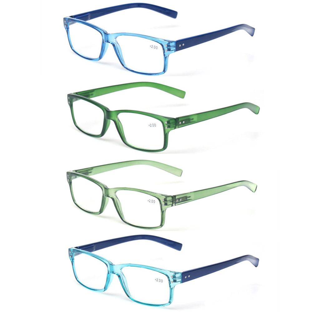 KERECSEN 4 Pack Rectangle Reading Glasses Unisex 032 - kerecsen