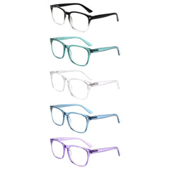 KERECSEN 5 Pack Large Rectangle Blue Light Blocking Computer Glasses Unisex FLG000 - kerecsen