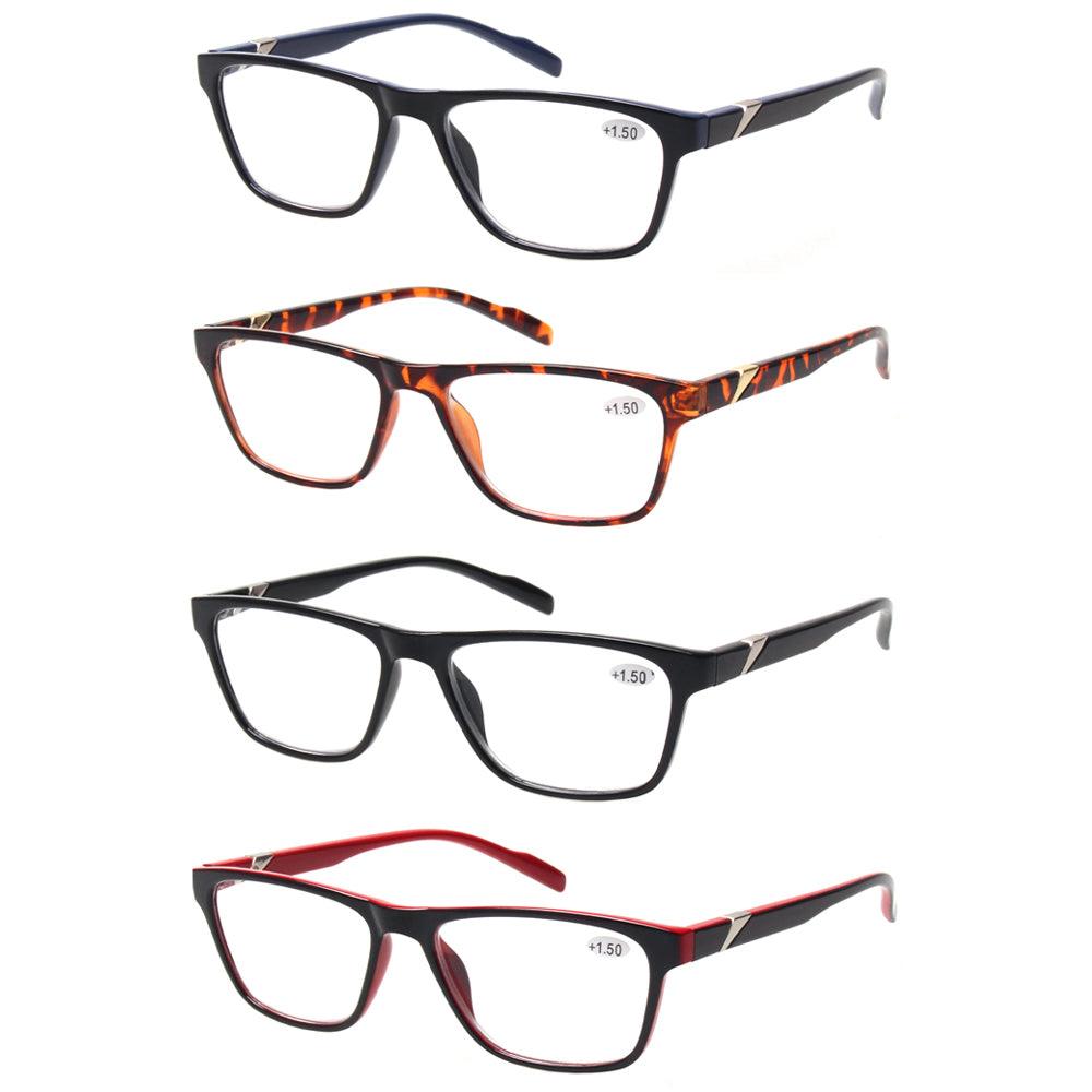 KERECSEN 4 Pack Rectangle Blue Light Blocking Computer Glasses Unisex FLG242 - kerecsen