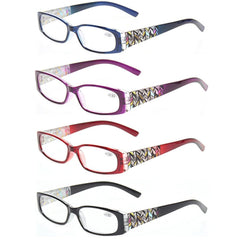 KERECSEN 4 Pack Rectangle Reading Glasses 100 - kerecsen