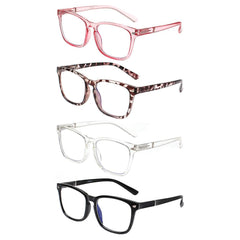 KERECSEN 4 Pack Large Rectangle Blue Light Blocking Computer Glasses Unisex FLG000 - kerecsen