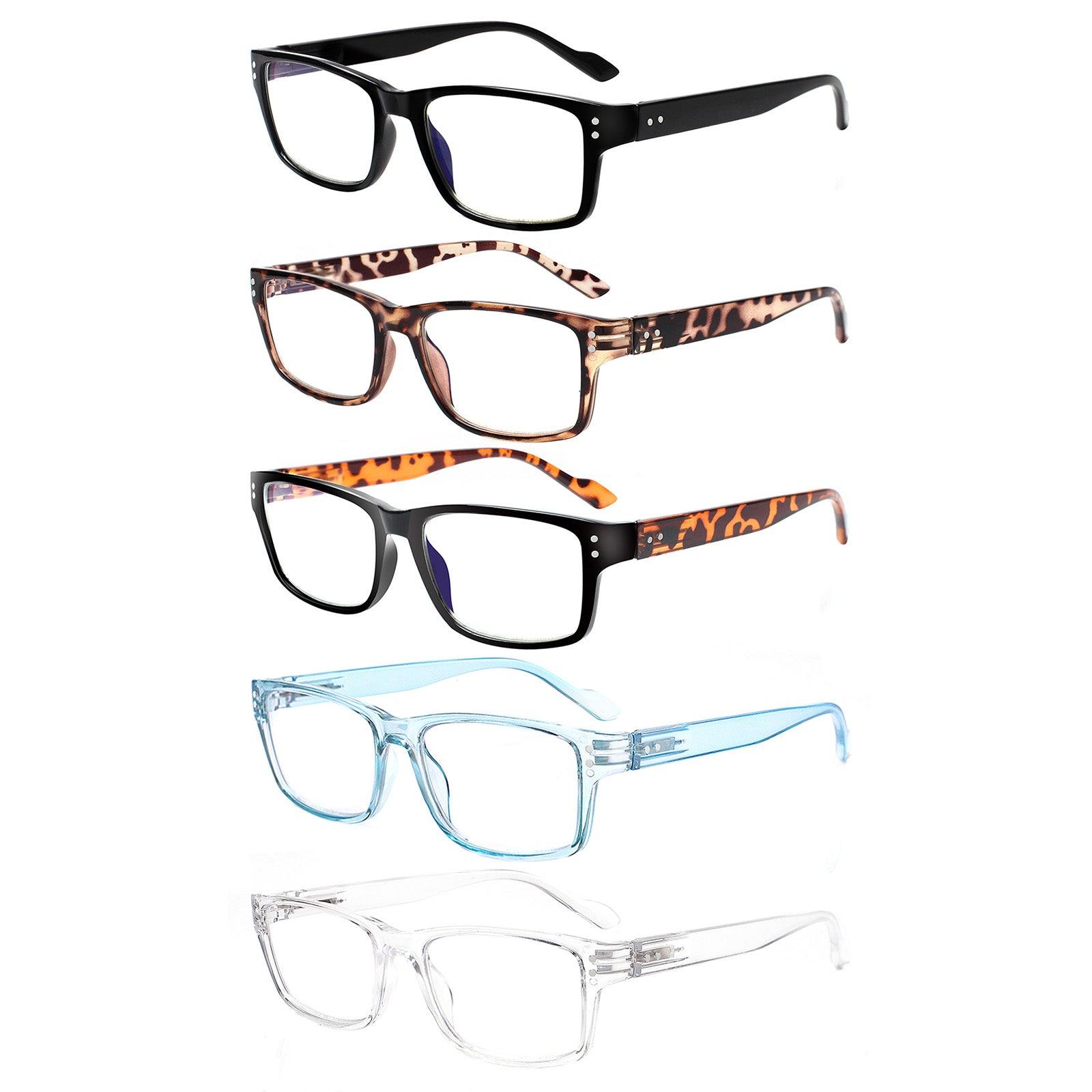 KERECSEN 5 Pack Rectangle Blue Light Blocking Computer Glasses Unisex FLG035 - kerecsen