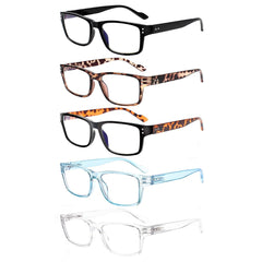 KERECSEN 5 Pack Rectangle Blue Light Blocking Computer Glasses Unisex FLG035 - kerecsen