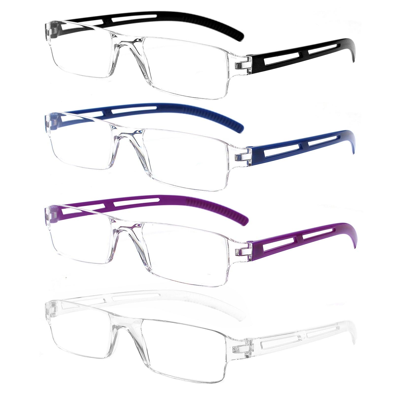 KERECSEN 4 Pack Rectangle Rimless Blue Light Blocking Computer Glasses Unisex FLG666 - kerecsen