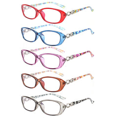 KERECSEN 5 Pack Oval Blue Light Blocking Computer Glasses Women FLG349