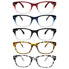 KERECSEN 5 Pack Rectangle Blue Light Blocking Computer Glasses Unisex FLG017-1 - kerecsen