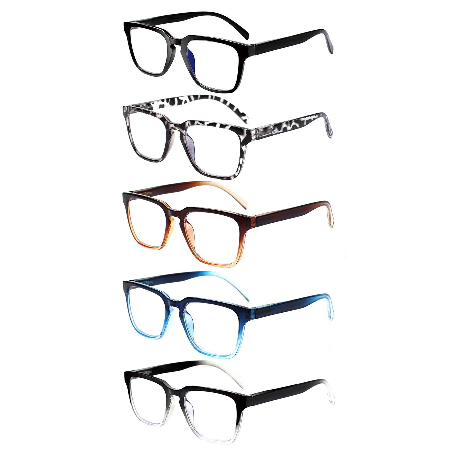 KERECSEN 5 Pack Rectangle Reading Glasses Unisex 185-5 - kerecsen
