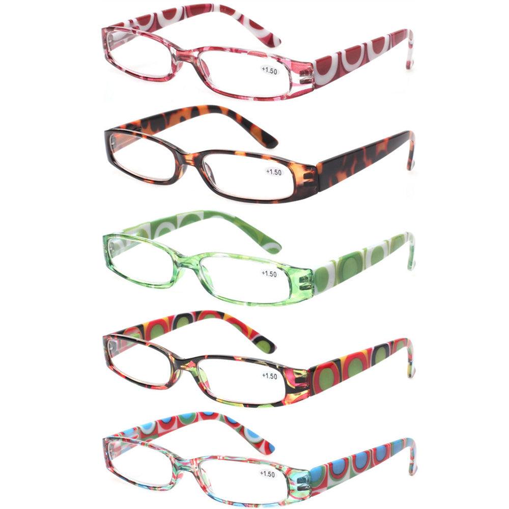 KERECSEN 5 Pack Rectangle Reading Glasses Women 109-1 - kerecsen