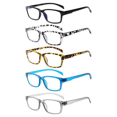 KERECSEN 5 Pack Rectangle Blue Light Blocking Computer Glasses Unisex FLG050