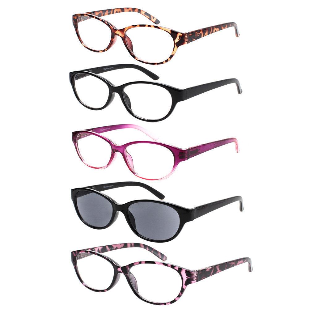 KERECSEN 5 Pack Cat Eye Reading Glasses Unisex 020 - kerecsen