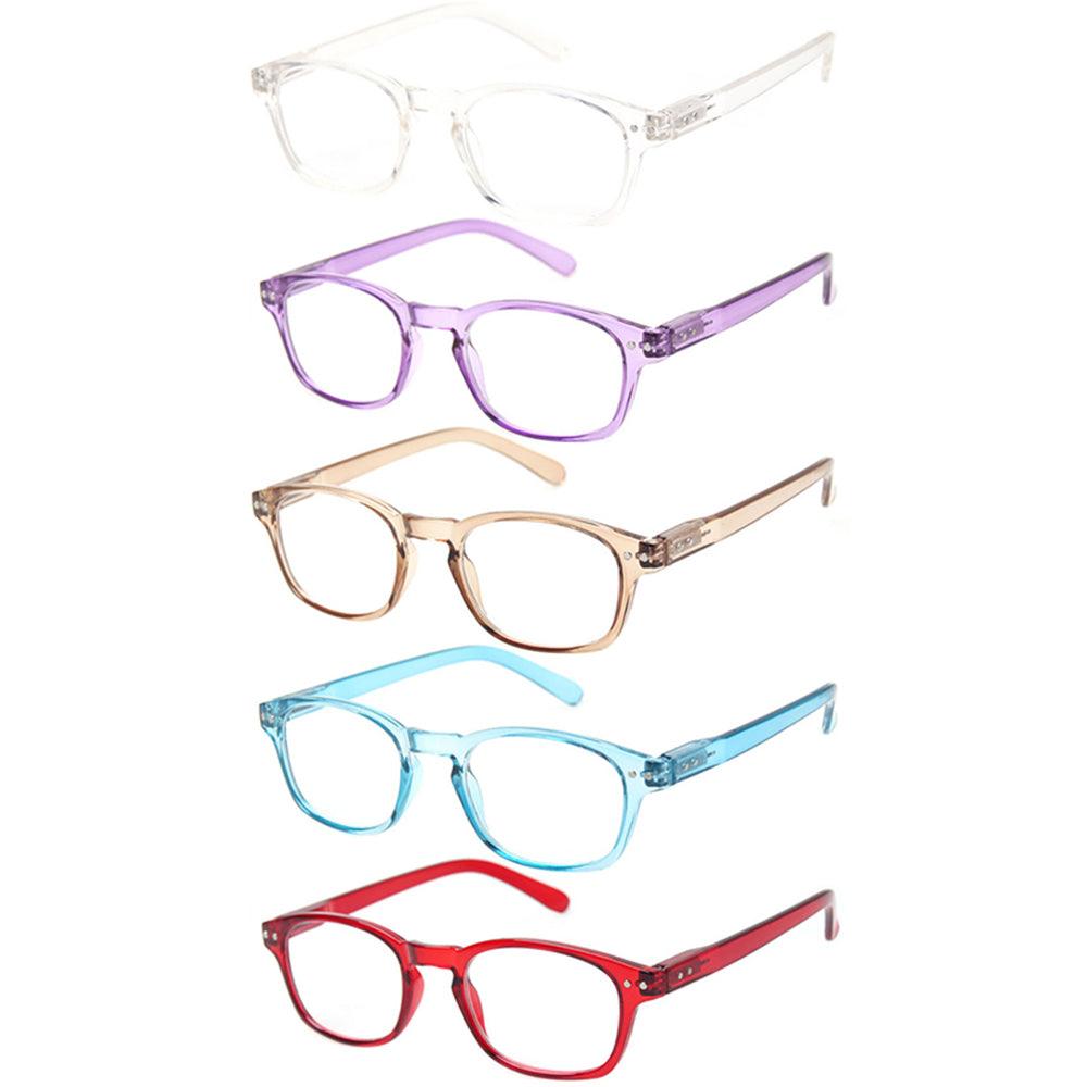 KERECSEN 5 Pack Rectangle Reading Glasses Unisex 202-2 - kerecsen