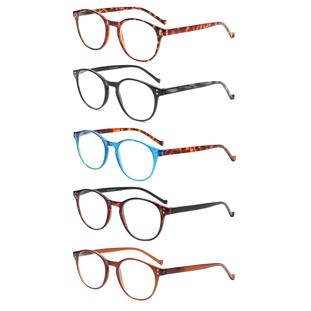 KERECSEN 5 Pack Round Frame Reading Glasses Unisex 073 - kerecsen