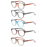 KERECSEN 5 Pack Round Frame Reading Glasses Unisex 073 - kerecsen