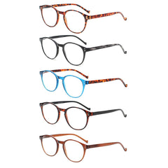KERECSEN 5 Pack Round Frame Reading Glasses Unisex 073 - kerecsen