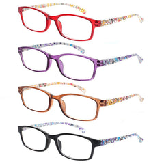 KERECSEN 4 Pack Rectangle Pattern Reading Glasses Unisex 802 - kerecsen