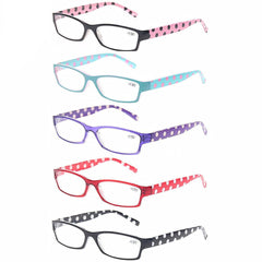 KERECSEN 5 Pack Rectangle Reading Glasses Women 166 - kerecsen