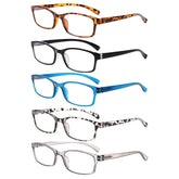 KERECSEN 5 Pack Rectangle Blue Light Blocking Computer Glasses Unisex FLG177-2