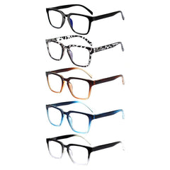 KERECSEN 5 Pack Rectangle Blue Light Blocking Computer Glasses Unisex FLG185-5