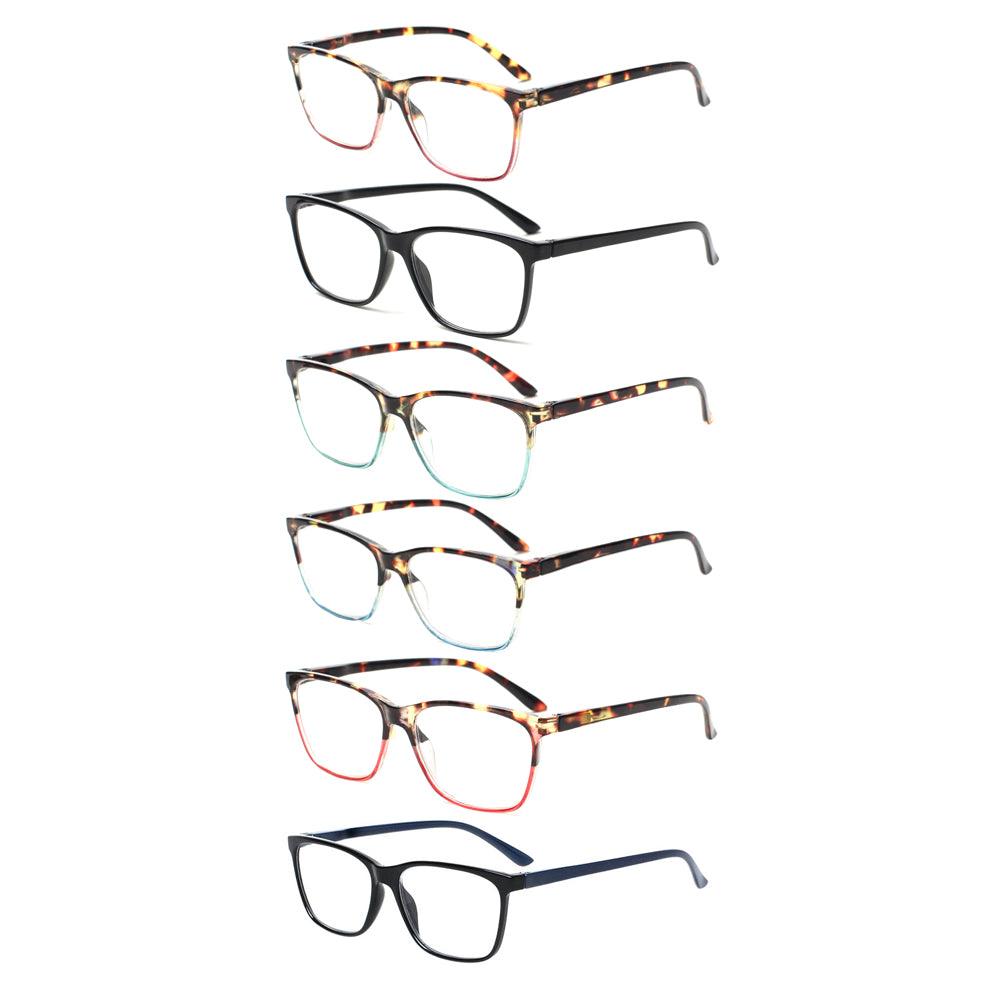 KERECSEN 6 Pack Rectangle Reading Glasses Unisex 246 - kerecsen