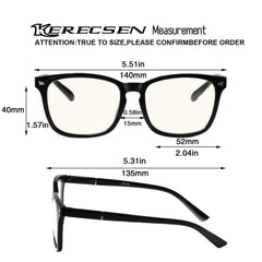 KERECSEN 4 Pack Large Rectangle Blue Light Blocking Computer Glasses Unisex FLG000 - kerecsen